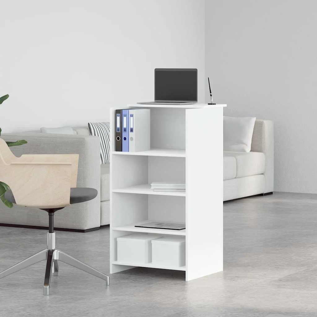 Bureau de réception 55 x 50 x 103,5 cm blanc bois d'ingénierie – vue en situation