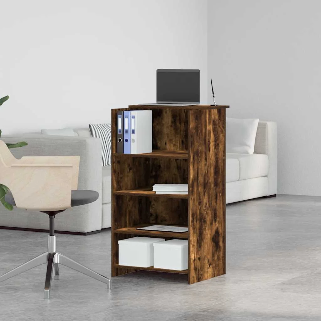 Bureau de réception 55 x 50 x 103,5 cm chêne fumé bois d'ingénierie – vue en situation
