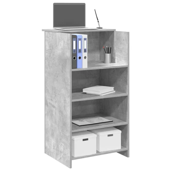 Bureau de réception 55 x 50 x 103,5 cm gris béton bois d'ingénierie – vue d’ensemble