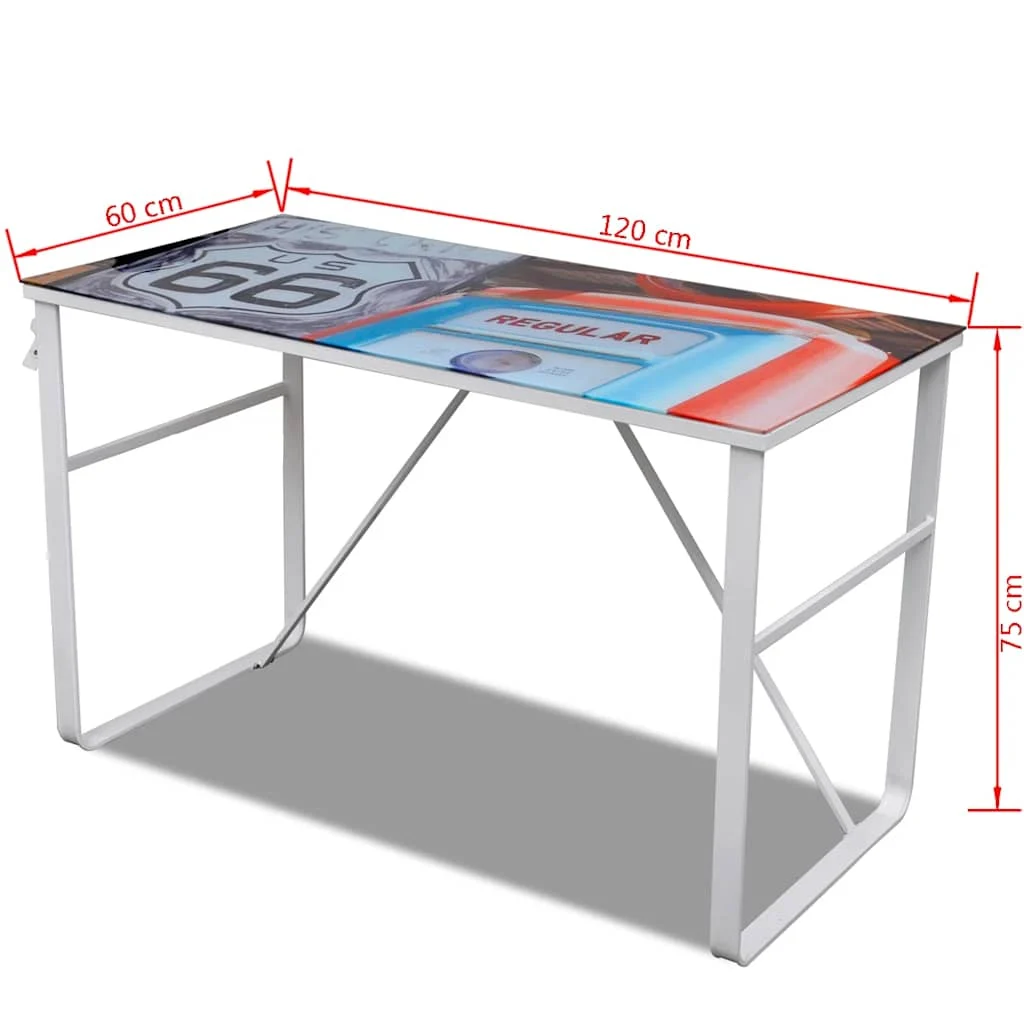 Bureau rectangulaire unique 120 x 60 x 75 cm multicolore fer – vue de dos