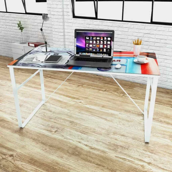 Bureau rectangulaire unique 120 x 60 x 75 cm multicolore fer – vue d’ensemble