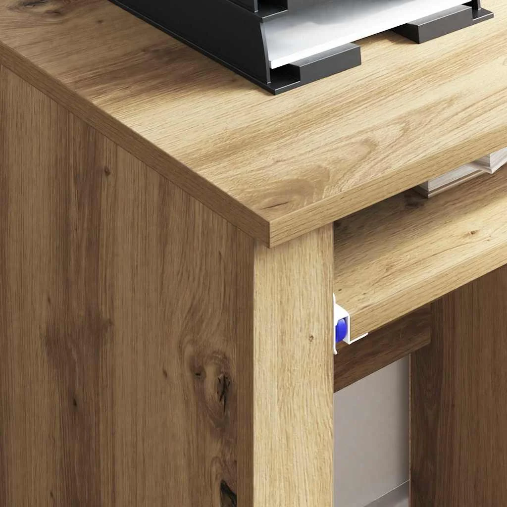 Bureau avec roues 91 x 50 x 77 cm chêne artisanal bois d'ingénierie – vue en situation