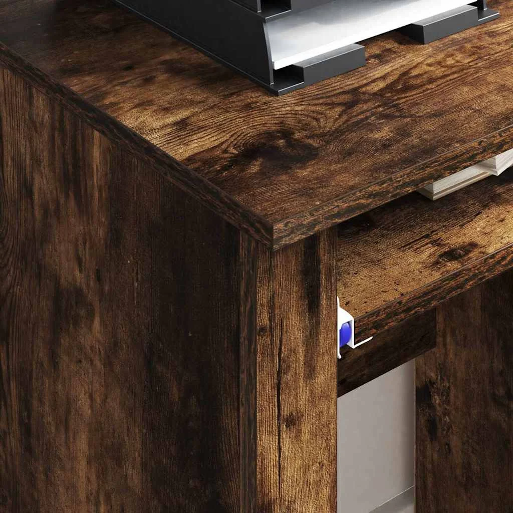 Bureau avec roues 91 x 50 x 77 cm chêne fumé bois d'ingénierie – vue en situation