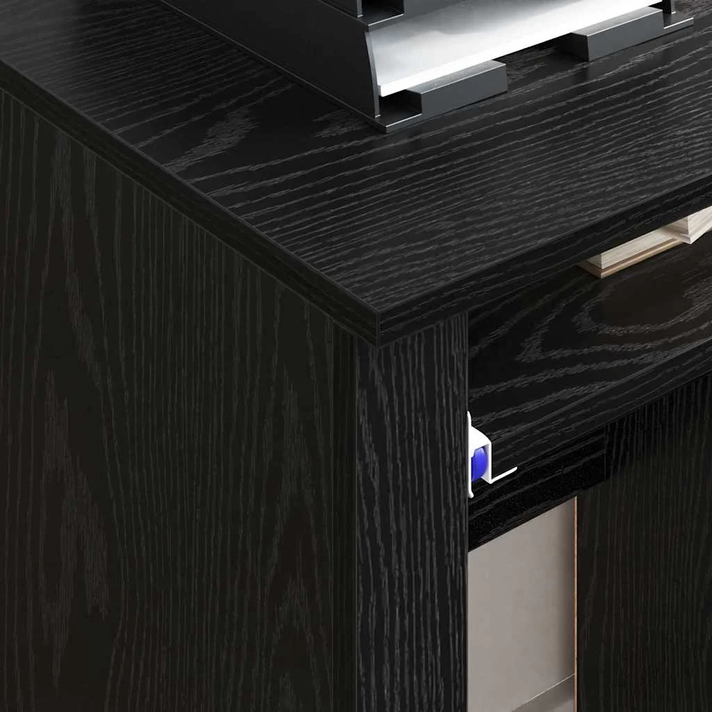 Bureau avec roues 91 x 50 x 77 cm chêne noir bois d'ingénierie – vue en situation