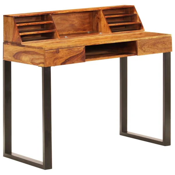 Bureau de Sesham 100 x 50 x 94 cm brun bois massif – vue d’ensemble
