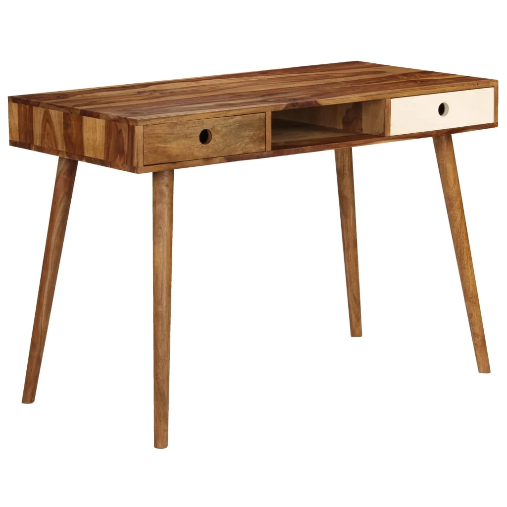 Bureau de Sesham 110 x 55 x 76 cm brun bois massif – vue d’ensemble