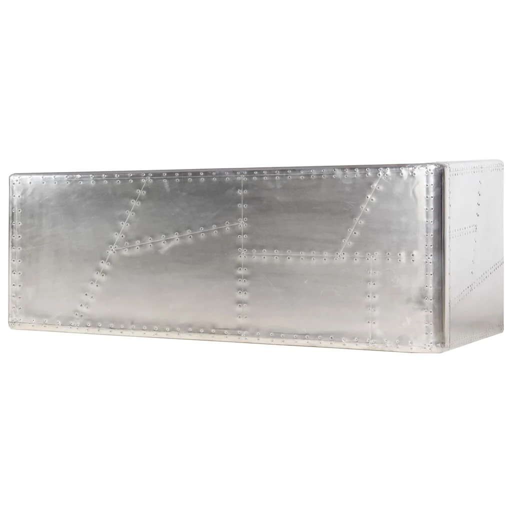 Bureau style avion é 112 x 50 x 76 cm argent métal – vue de dessus