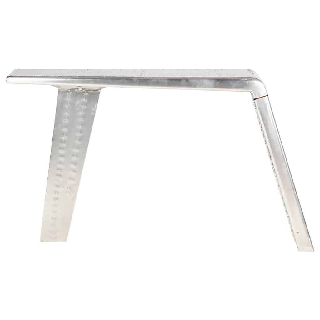 Bureau style avion é 112 x 50 x 76 cm argent métal – vue de côté