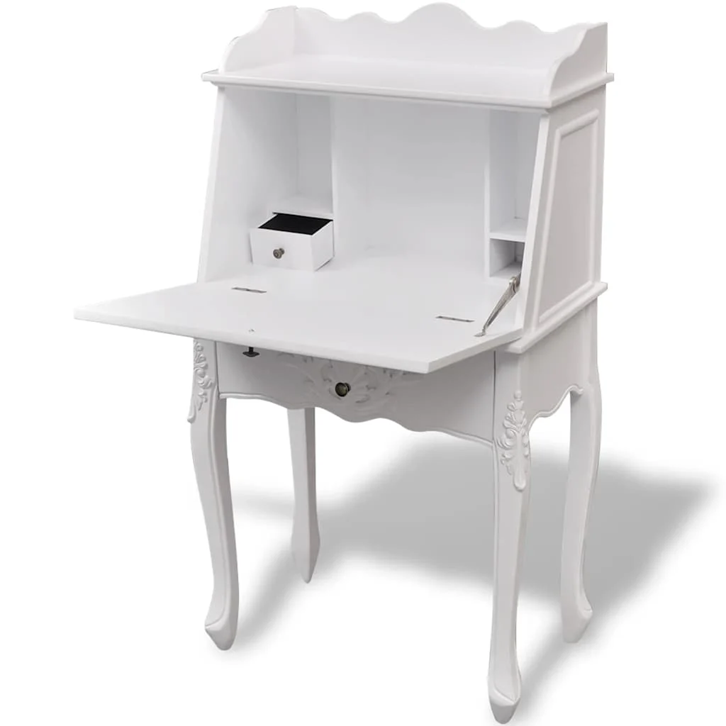 Bureau en style français 60 x 36,4 x 111 cm blanc mdf – vue de dessus