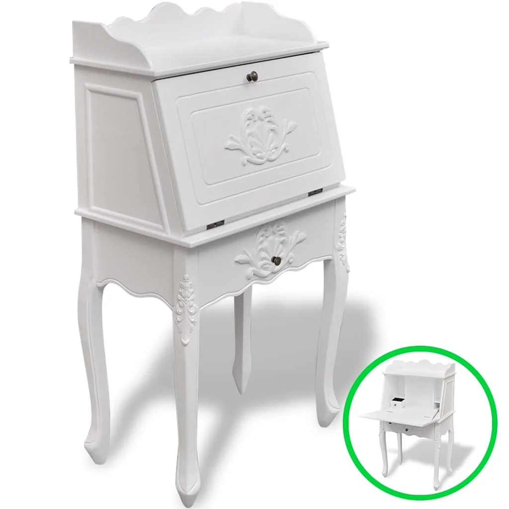 Bureau en style français 60 x 36,4 x 111 cm blanc mdf – vue de côté