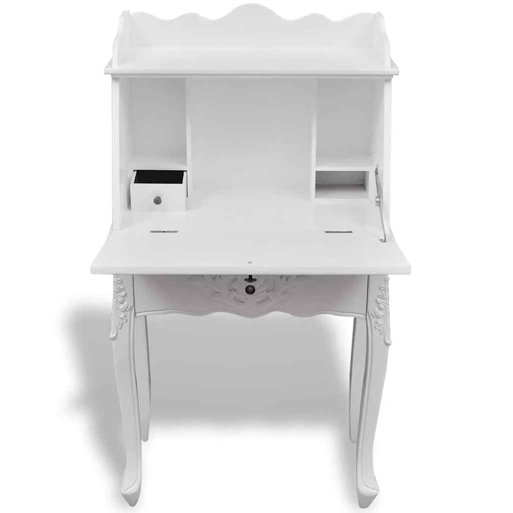 Bureau en style français 60 x 36,4 x 111 cm blanc mdf – vue en situation