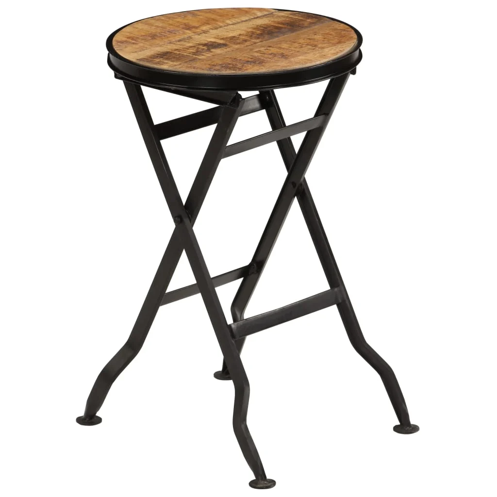 Bureau avec tabouret pliant 115 x 50 x 76 cm brun bois massif de manguier – vue de détail