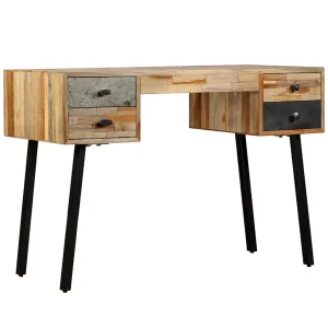 Bureau Teck 110 x 50 x 76 cm multicolore acier – vue d’ensemble