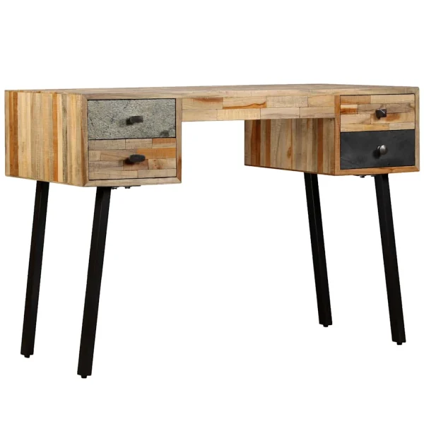 Bureau Teck 110 x 50 x 76 cm multicolore acier – vue d’ensemble