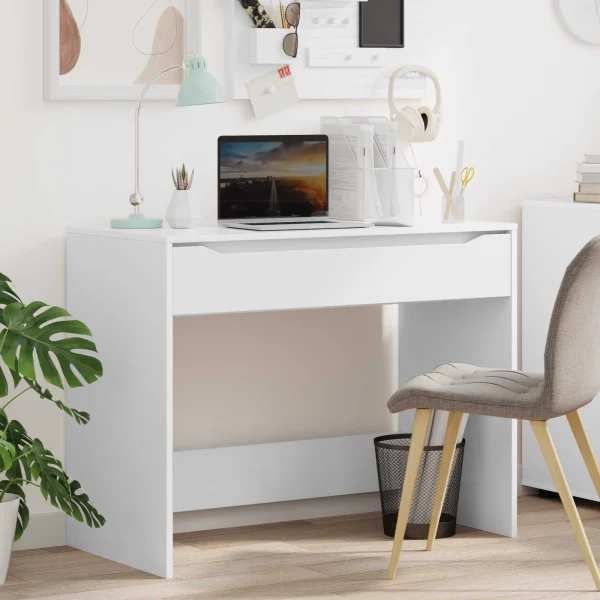 Bureau avec tiroir 100 x 50 x 78 cm blanc – vue d’ensemble