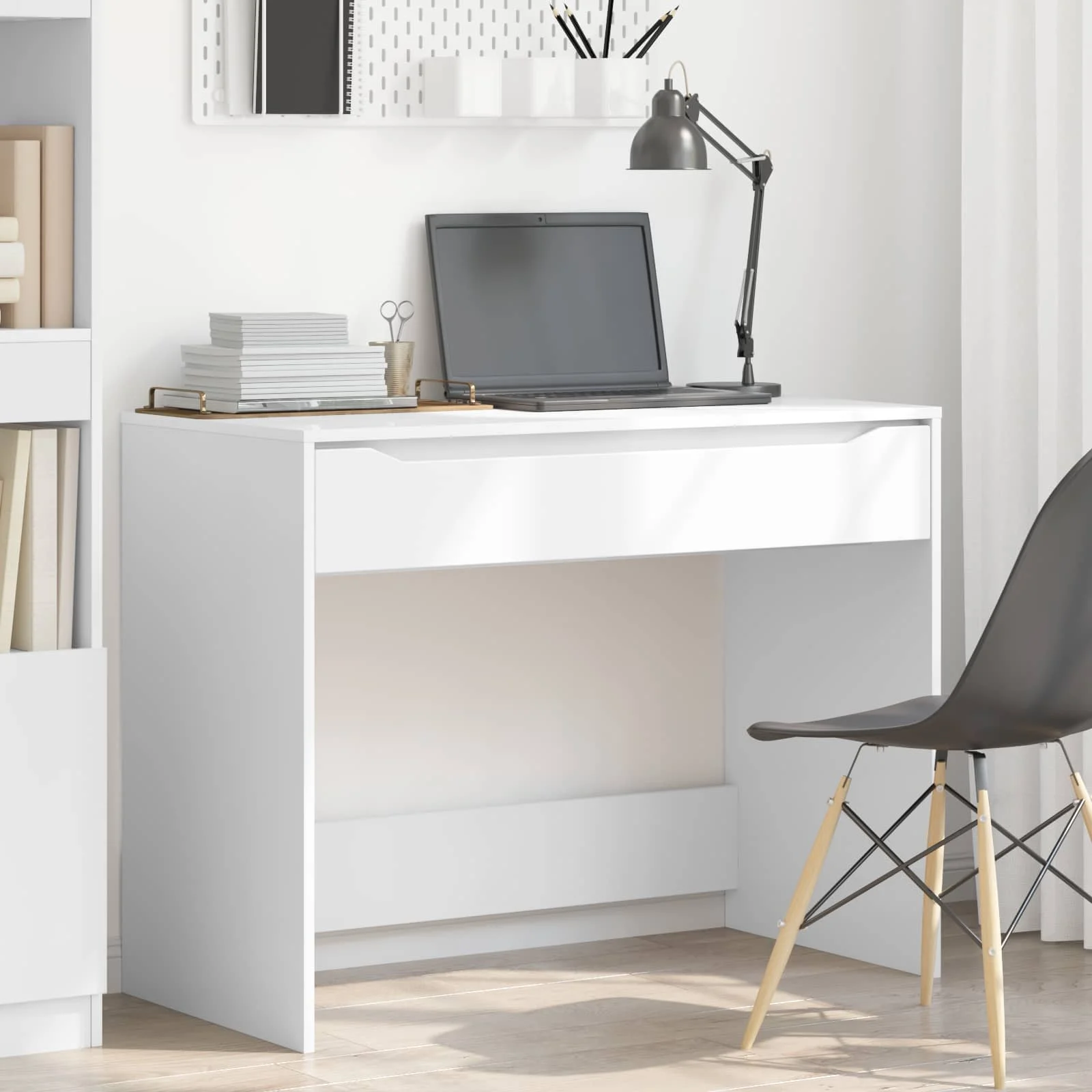 Bureau avec tiroir 100 x 50 x 78 cm blanc – vue en situation
