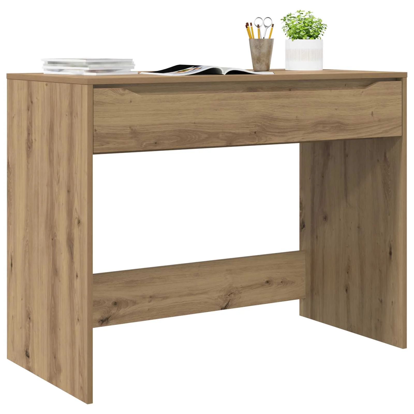 Bureau avec tiroir 100 x 50 x 78 cm chêne artisanal – vue de détail