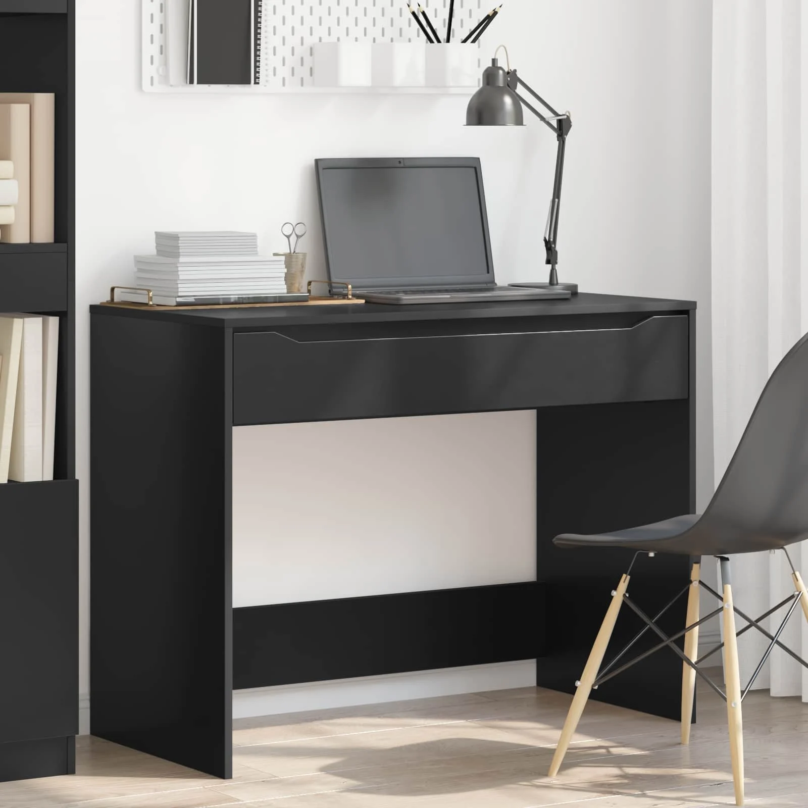 Bureau avec tiroir 100 x 50 x 78 cm noir – vue en situation