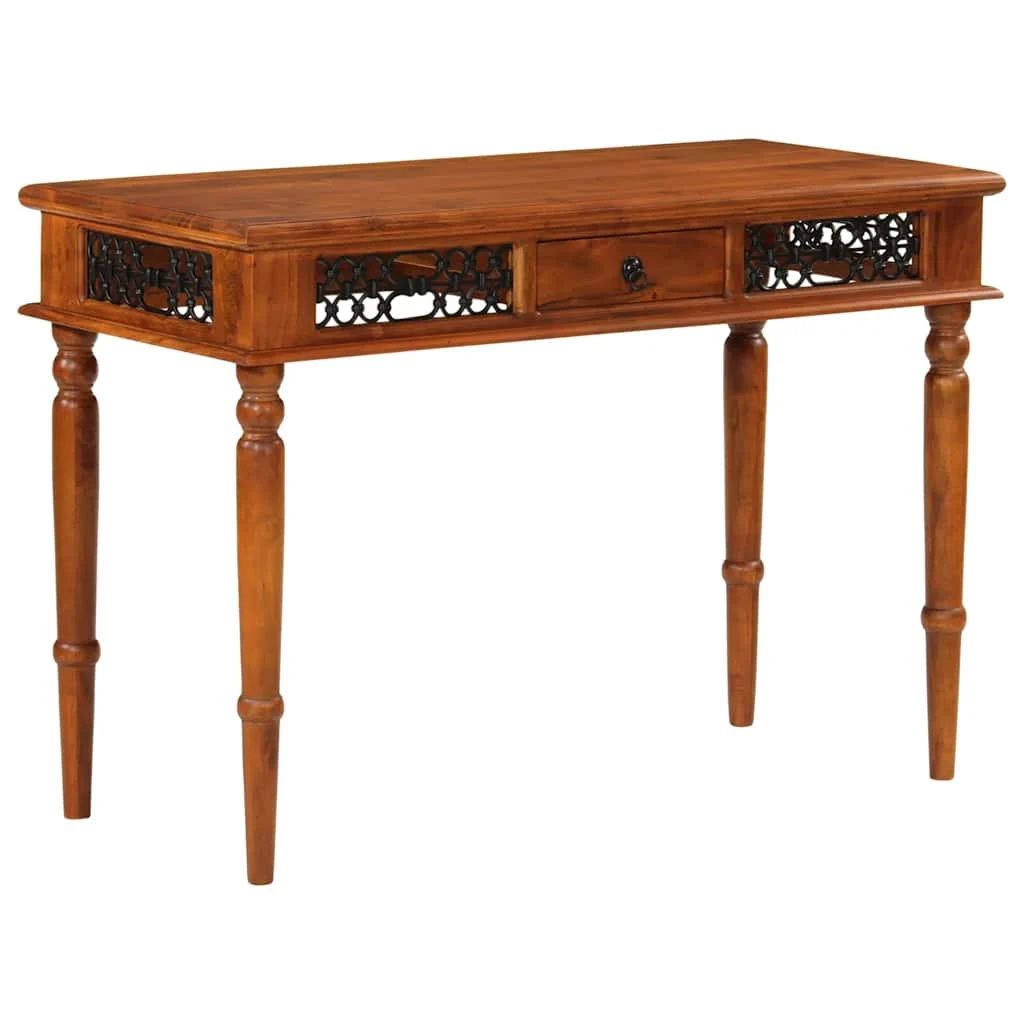 Bureau avec tiroir 110 x 50 x 76 cm brun bois massif d'acacia – vue de dessus
