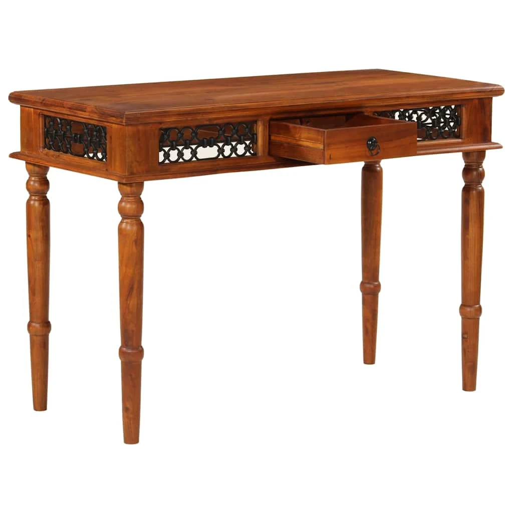 Bureau avec tiroir 110 x 50 x 76 cm brun bois massif d'acacia – vue de côté