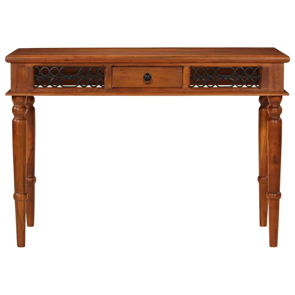 Bureau avec tiroir 110 x 50 x 76 cm brun bois massif d'acacia – vue de détail