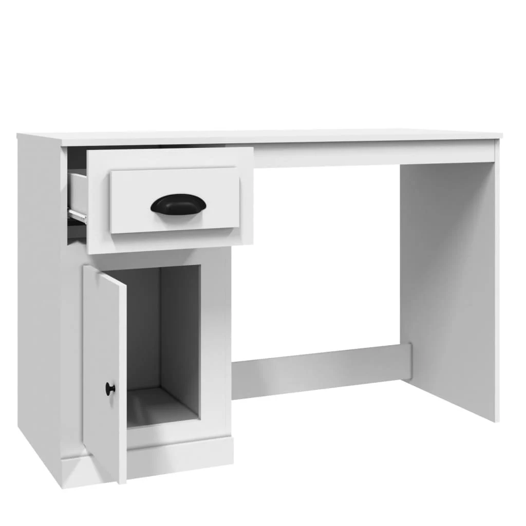 Bureau avec tiroir 115 x 50 x 75 cm blanc bois d'ingénierie – vue de dessus