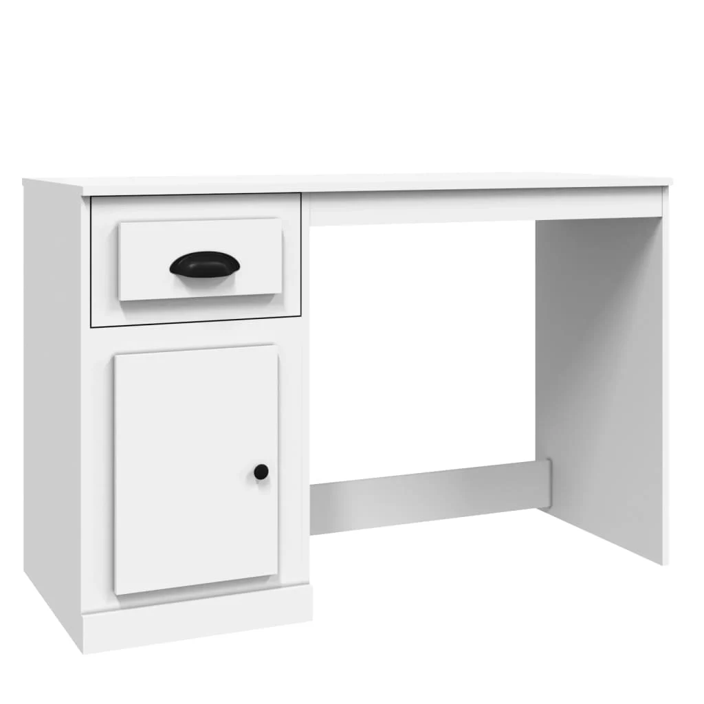 Bureau avec tiroir 115 x 50 x 75 cm blanc bois d'ingénierie – vue de côté