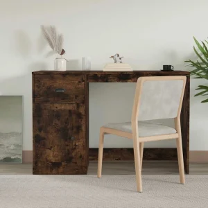 Bureau avec tiroir 115 x 50 x 75 cm chêne fumé bois d'ingénierie – vue d’ensemble