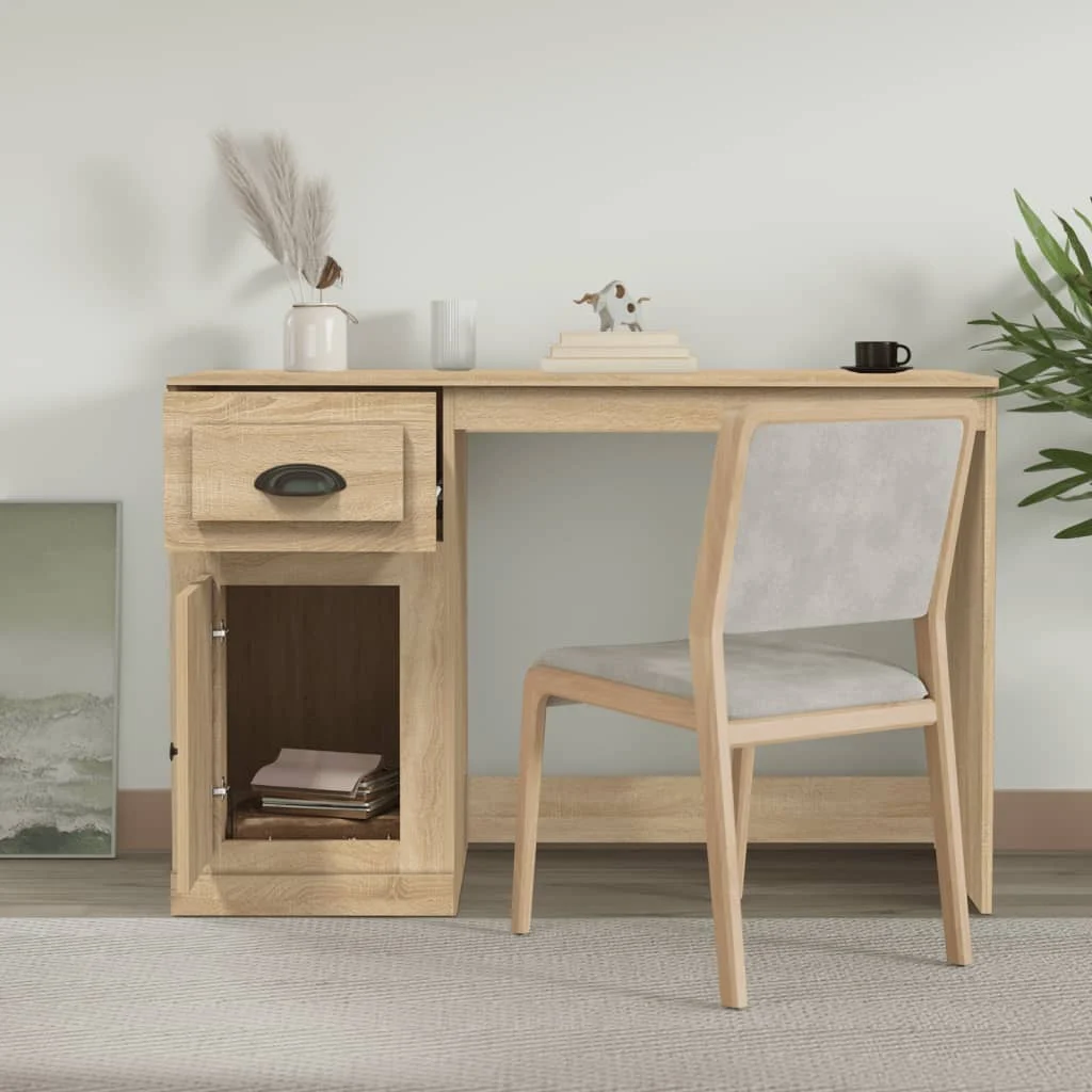 Bureau avec tiroir 115 x 50 x 75 cm chêne sonoma bois d'ingénierie – vue de détail