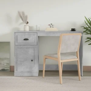 Bureau avec tiroir 115 x 50 x 75 cm gris béton bois d'ingénierie – vue d’ensemble