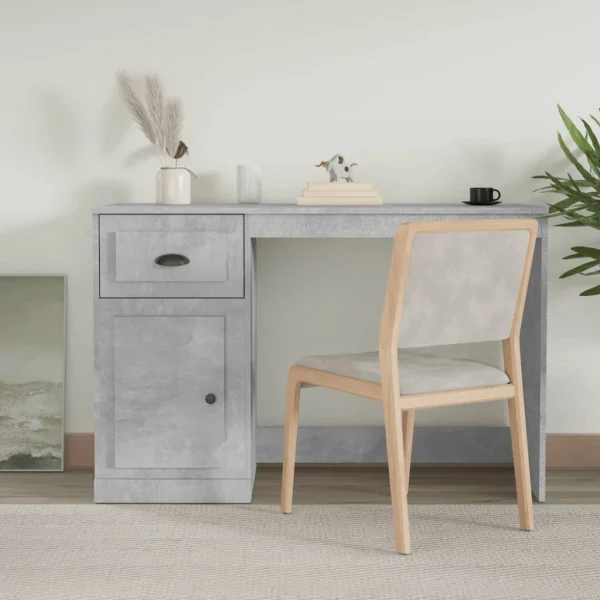 Bureau avec tiroir 115 x 50 x 75 cm gris béton bois d'ingénierie – vue d’ensemble