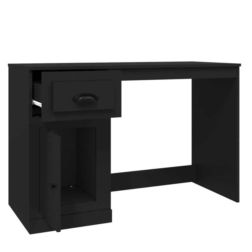 Bureau avec tiroir 115 x 50 x 75 cm noir bois d'ingénierie – vue de dessus