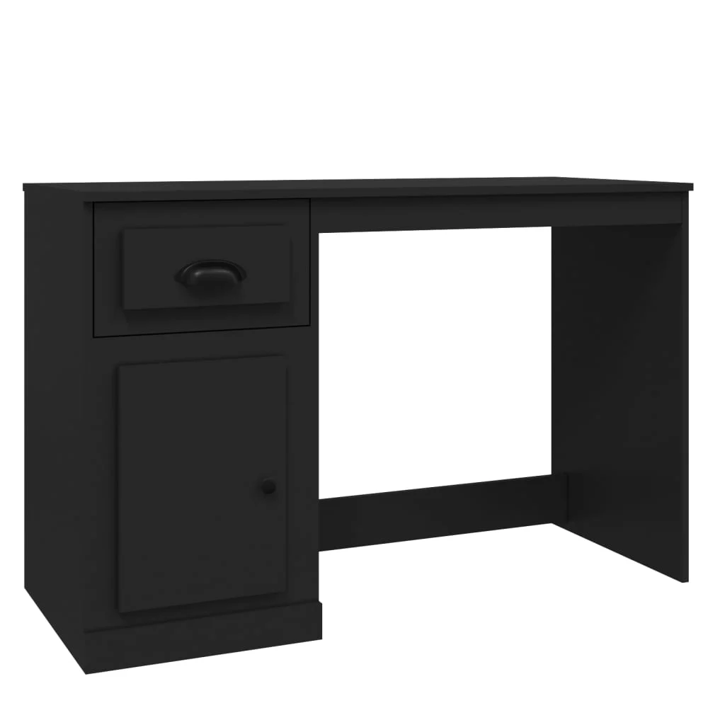 Bureau avec tiroir 115 x 50 x 75 cm noir bois d'ingénierie – vue de côté