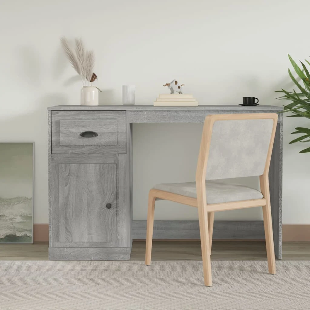 Bureau avec tiroir 115 x 50 x 75 cm sonoma gris bois d'ingénierie – vue d’ensemble