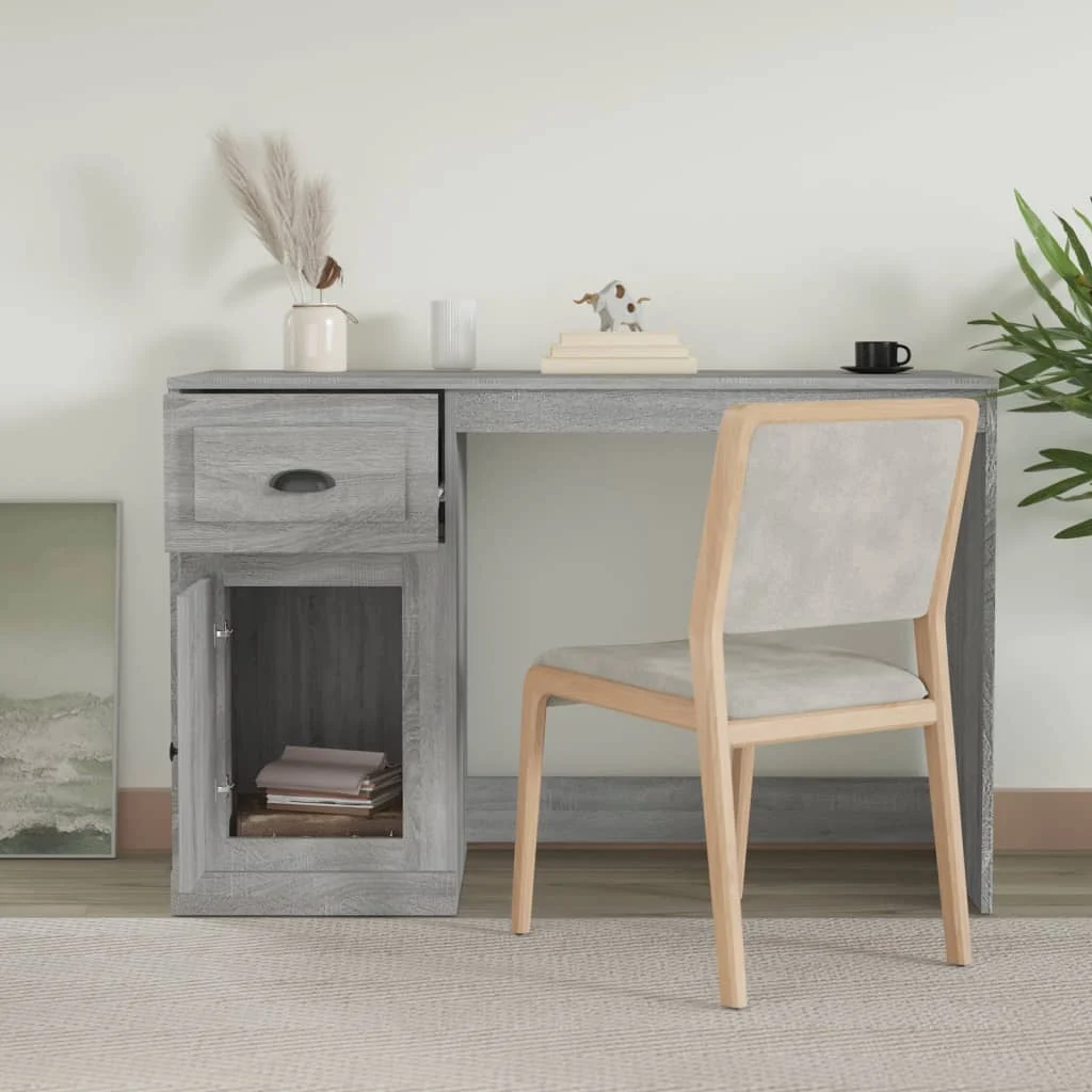 Bureau avec tiroir 115 x 50 x 75 cm sonoma gris bois d'ingénierie – vue de détail