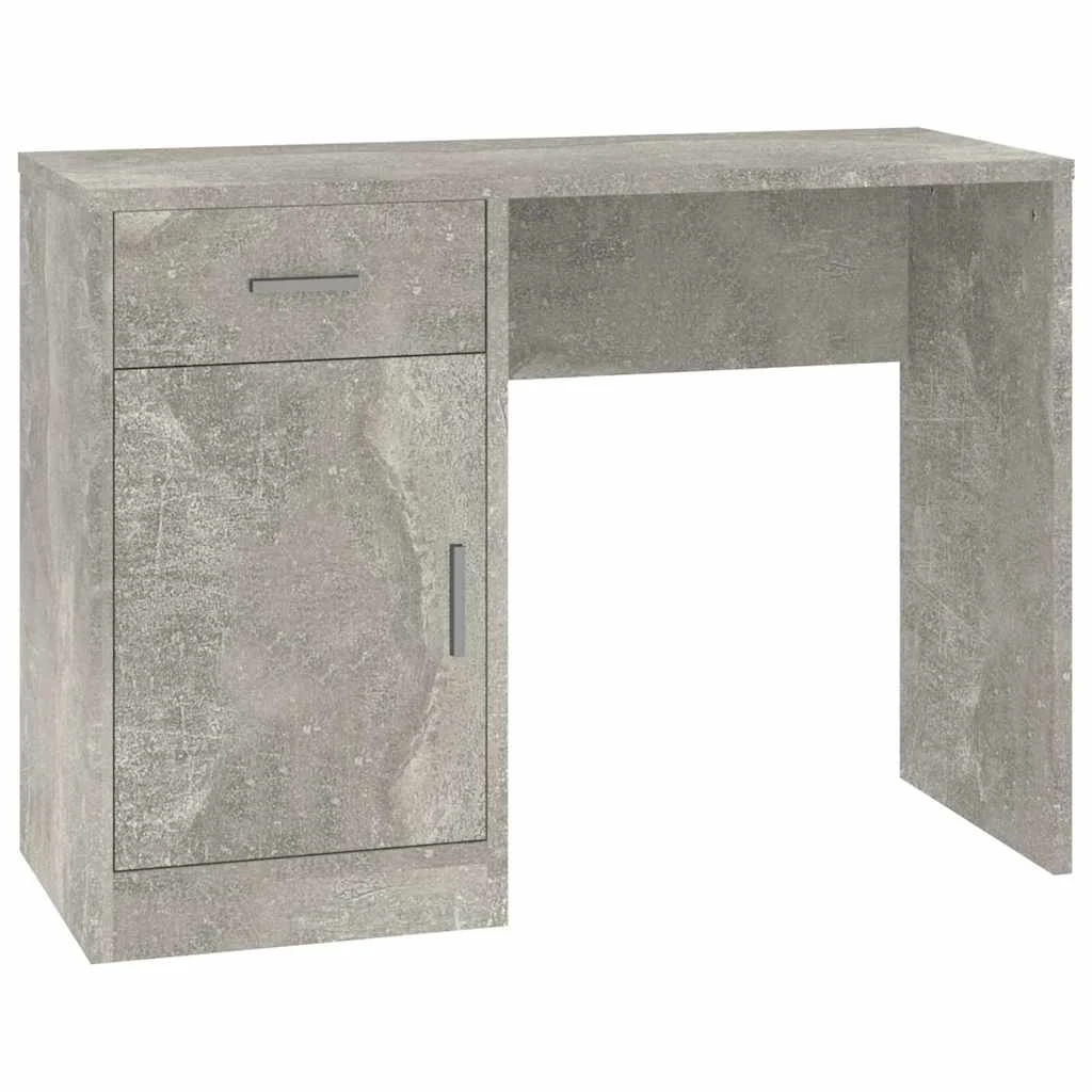 Bureau avec tiroir et armoire 100 x 40 x 73 cm gris béton bois d'ingénierie – vue de côté