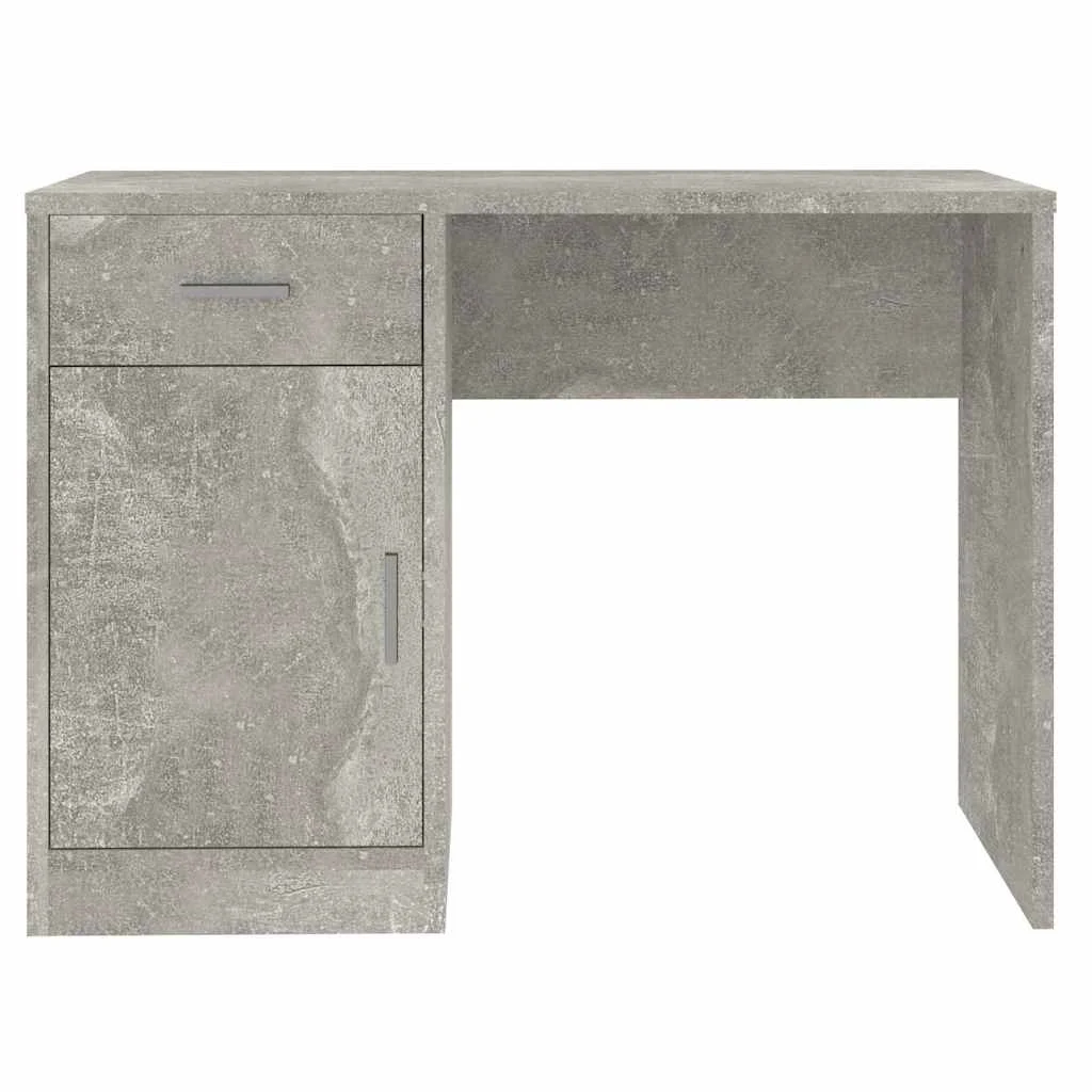 Bureau avec tiroir et armoire 100 x 40 x 73 cm gris béton bois d'ingénierie – vue en situation