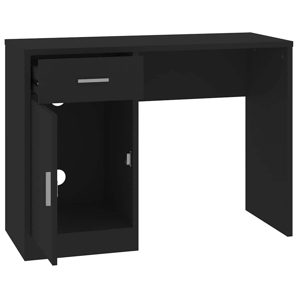 Bureau avec tiroir et armoire 100 x 40 x 73 cm noir bois d'ingénierie – vue de dessus