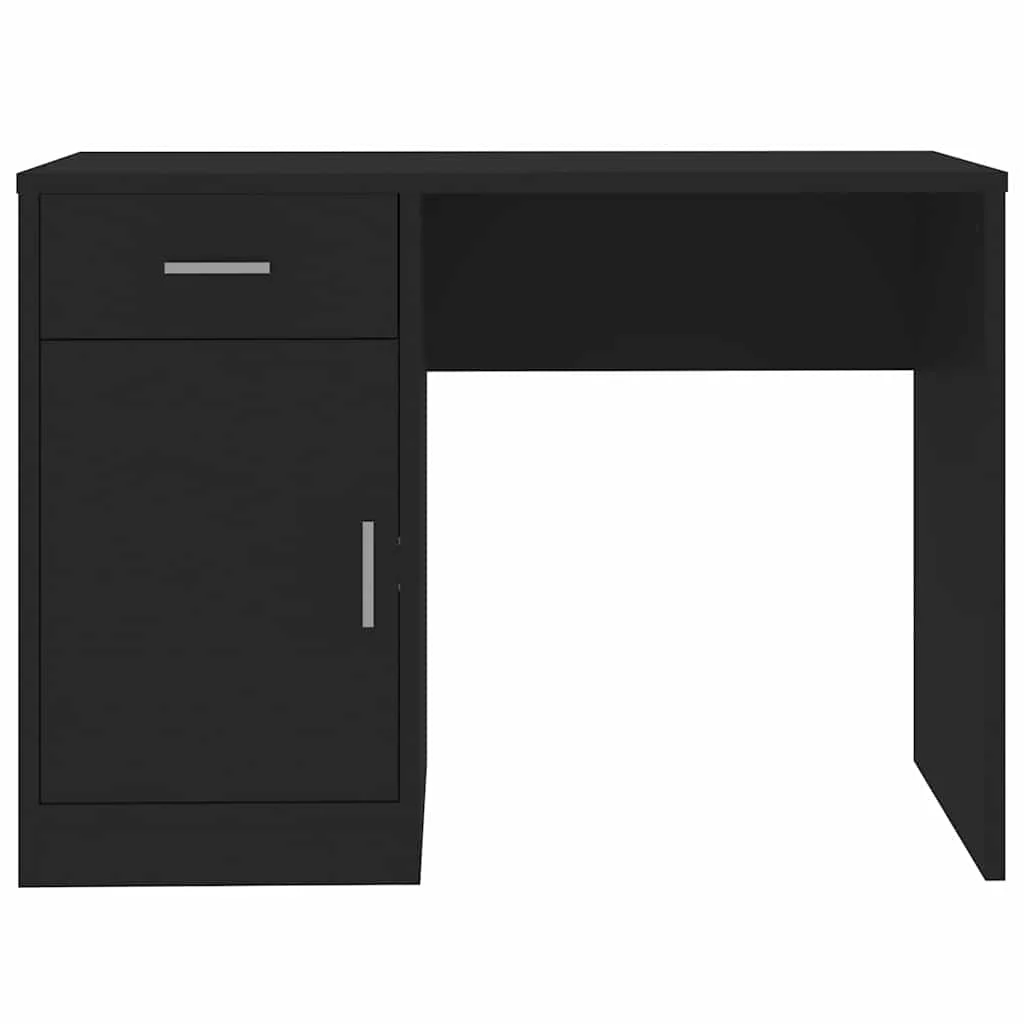 Bureau avec tiroir et armoire 100 x 40 x 73 cm noir bois d'ingénierie – vue en situation