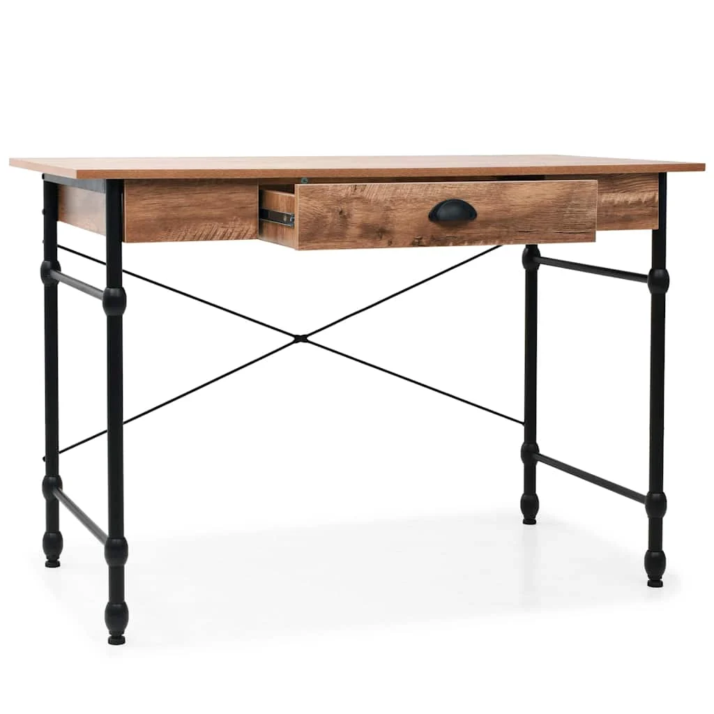 Bureau avec tiroir Couleur 110 x 55 x 75 cm brun mdf – vue de côté
