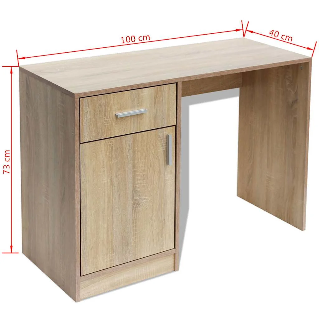 Bureau avec tiroir et placard 100 x 40 x 73 cm chêne bois d'ingénierie – vue de dos