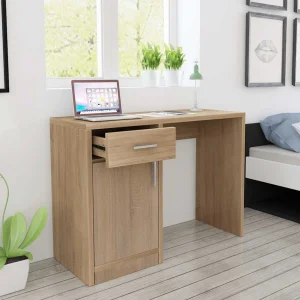 Bureau avec tiroir et placard 100 x 40 x 73 cm chêne bois d'ingénierie – vue d’ensemble