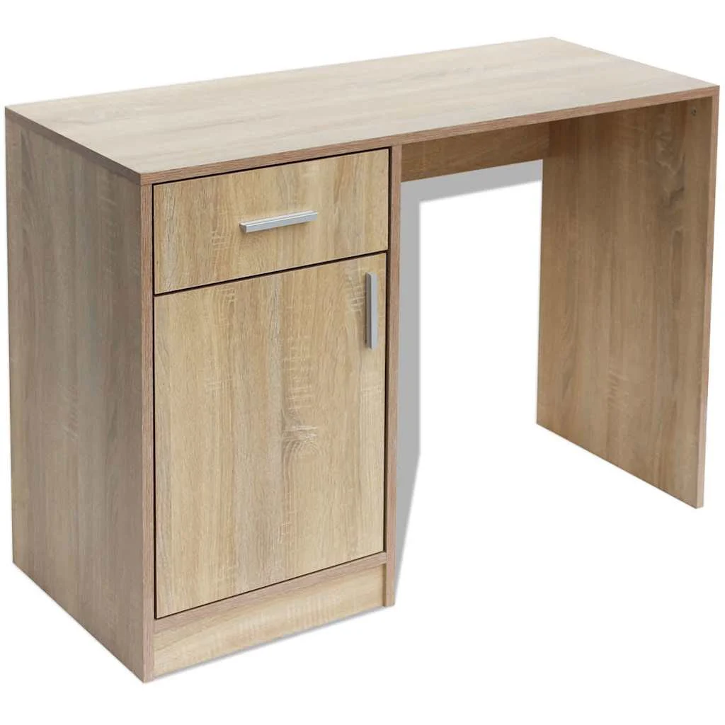 Bureau avec tiroir et placard 100 x 40 x 73 cm chêne bois d'ingénierie – vue de côté