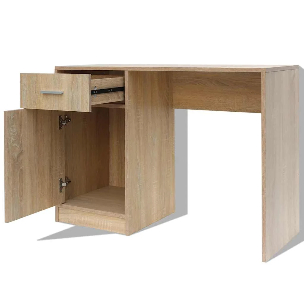Bureau avec tiroir et placard 100 x 40 x 73 cm chêne bois d'ingénierie – vue en situation