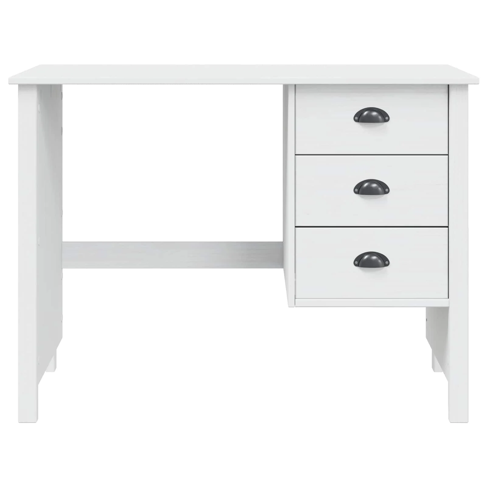 Bureau avec tiroirs 100 x 45 x 74 cm blanc bois massif de pin – vue de dessus