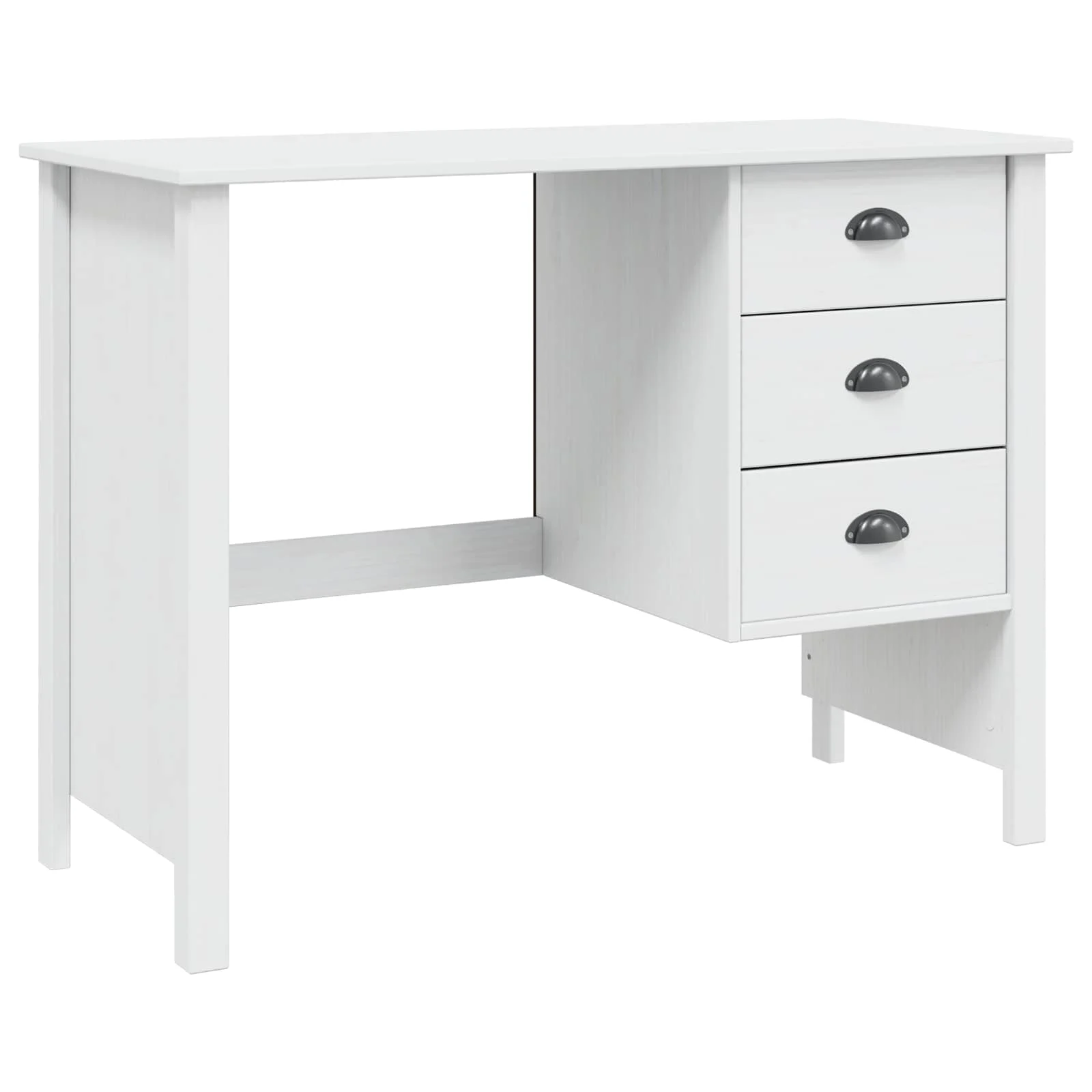 Bureau avec tiroirs 100 x 45 x 74 cm blanc bois massif de pin – vue de côté