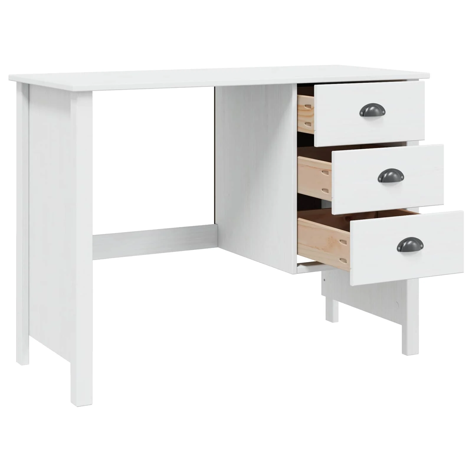 Bureau avec tiroirs 100 x 45 x 74 cm blanc bois massif de pin – vue en situation