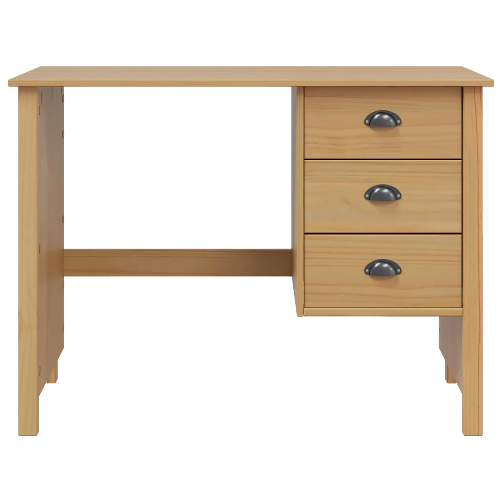 Bureau avec tiroirs 100 x 45 x 74 cm marron miel bois massif de pin – vue de dessus