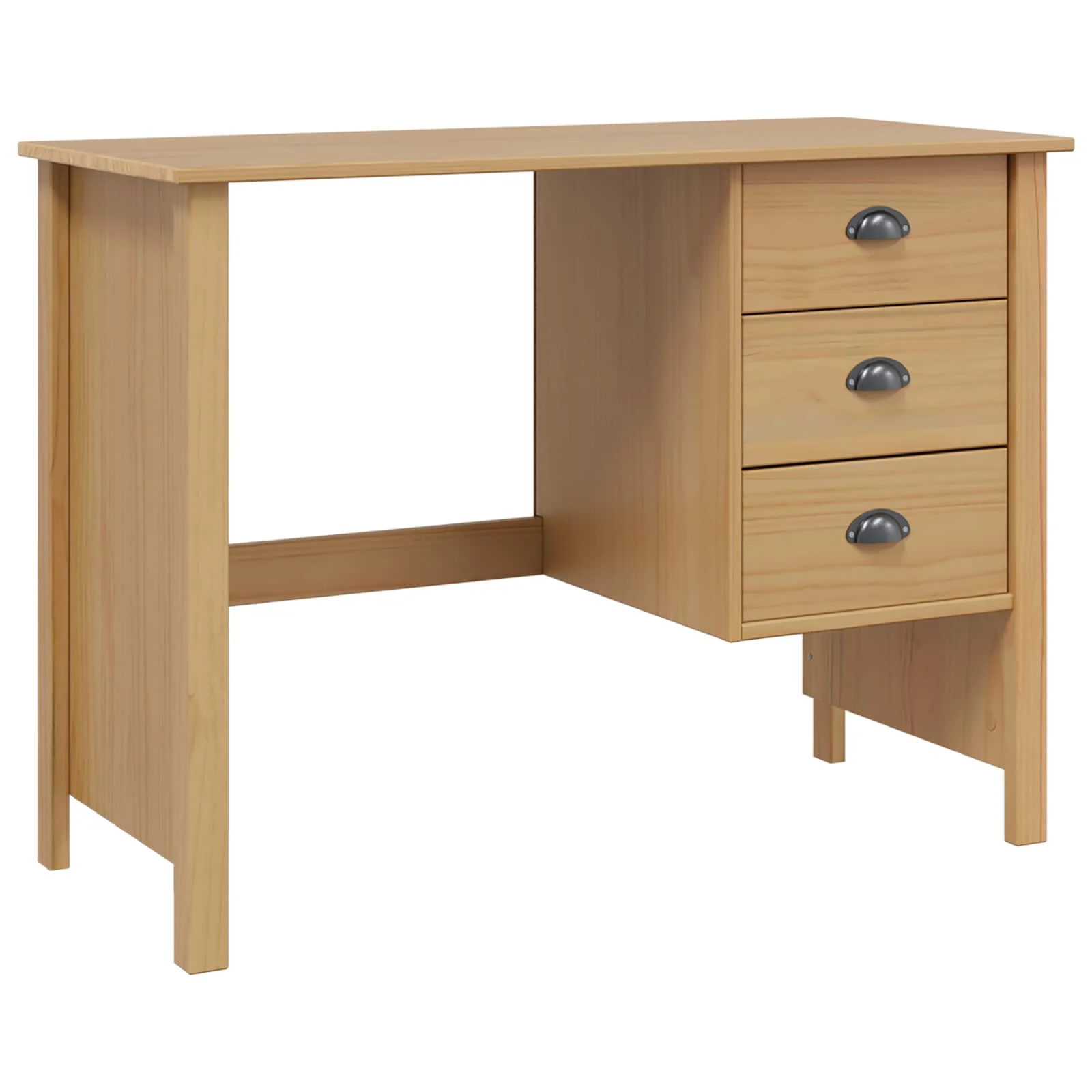 Bureau avec tiroirs 100 x 45 x 74 cm marron miel bois massif de pin – vue de côté