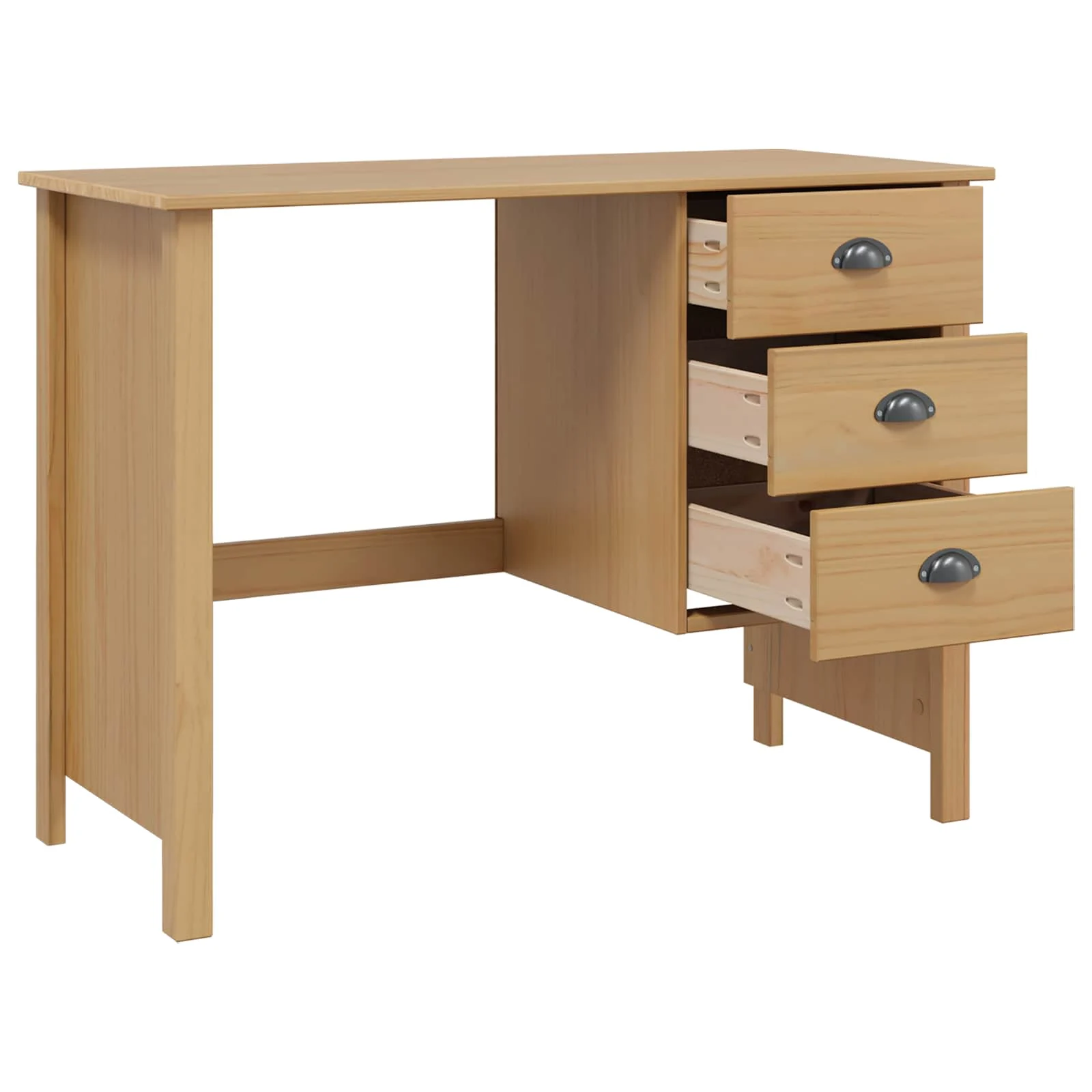 Bureau avec tiroirs 100 x 45 x 74 cm marron miel bois massif de pin – vue en situation